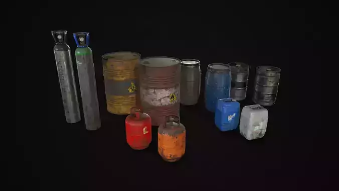 Barrels  Drums and Containers Low-poly 3D model