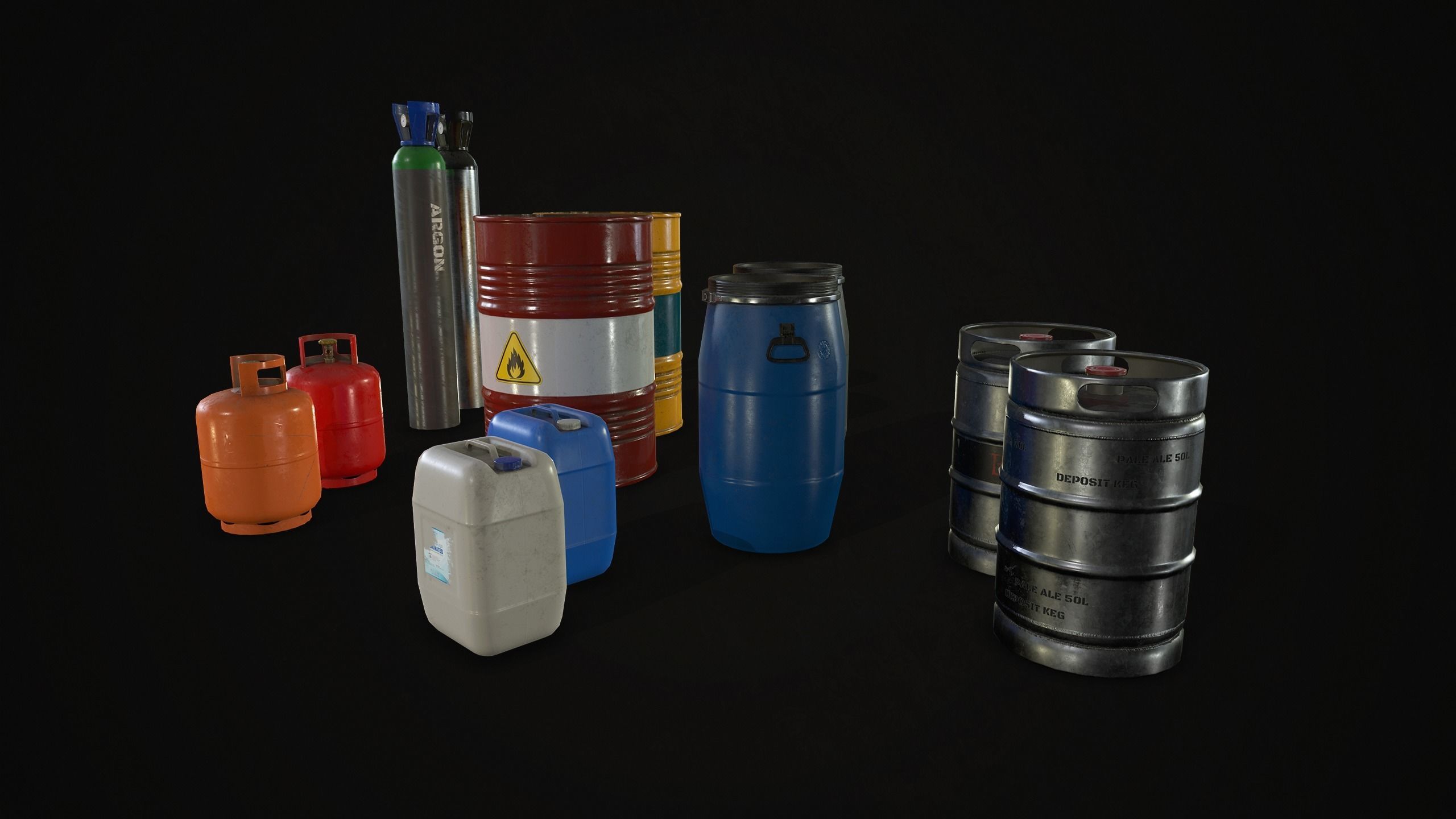 Barrels  Drums and Containers Low-poly 3D model_4