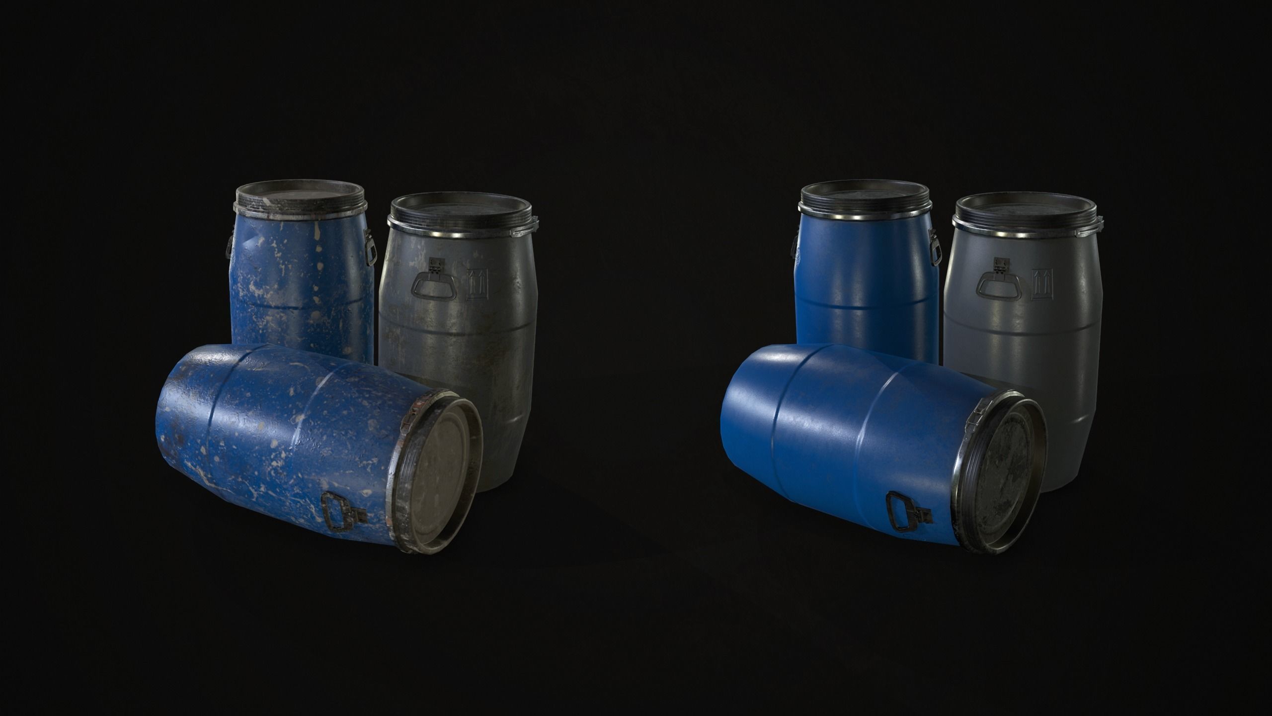 Barrels  Drums and Containers Low-poly 3D model_10