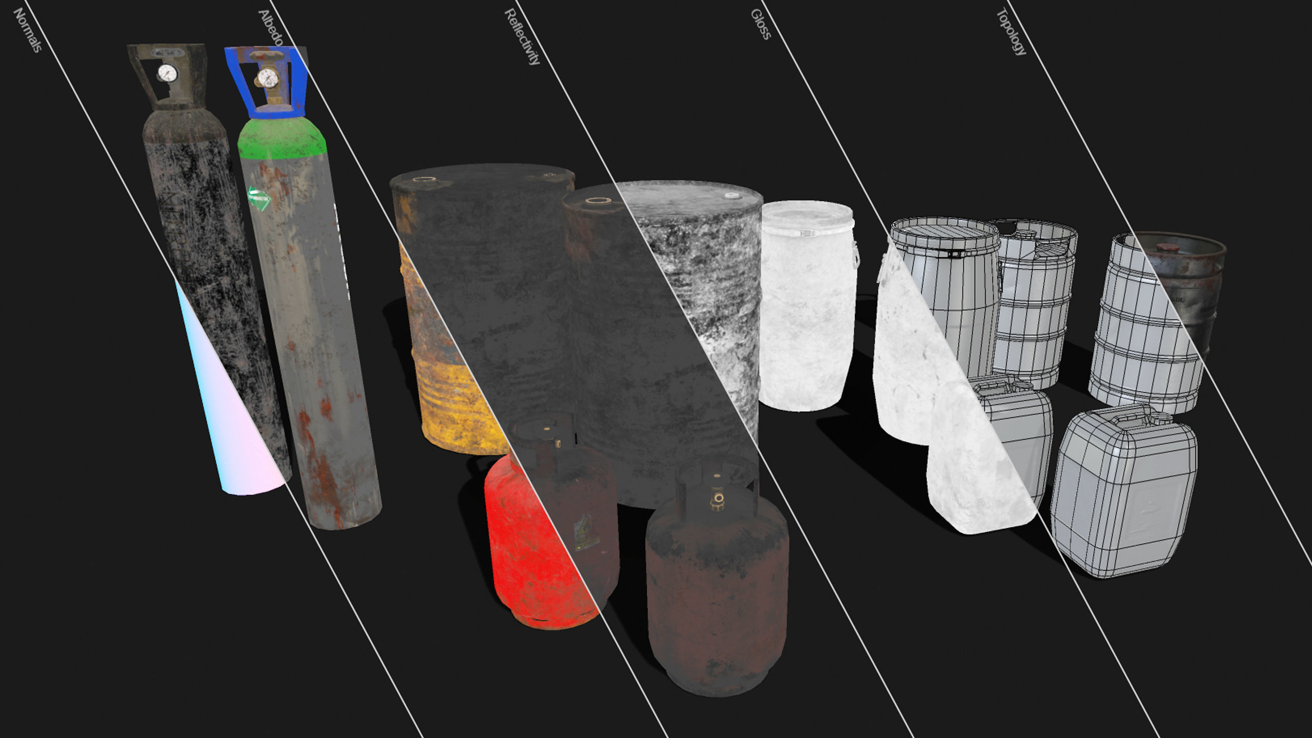 Barrels  Drums and Containers Low-poly 3D model_17