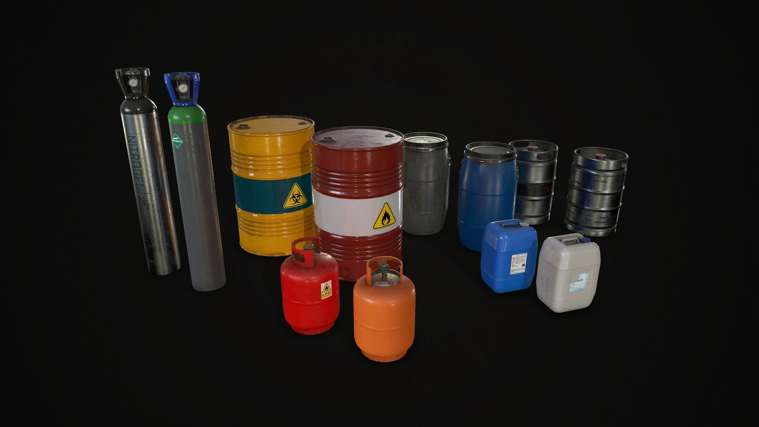Barrels  Drums and Containers Low-poly 3D model_2