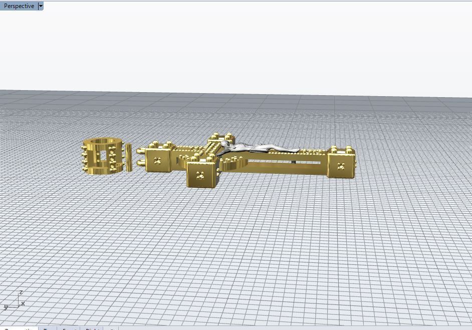 Xach christian cross pendant with diamonds 3D print model_6