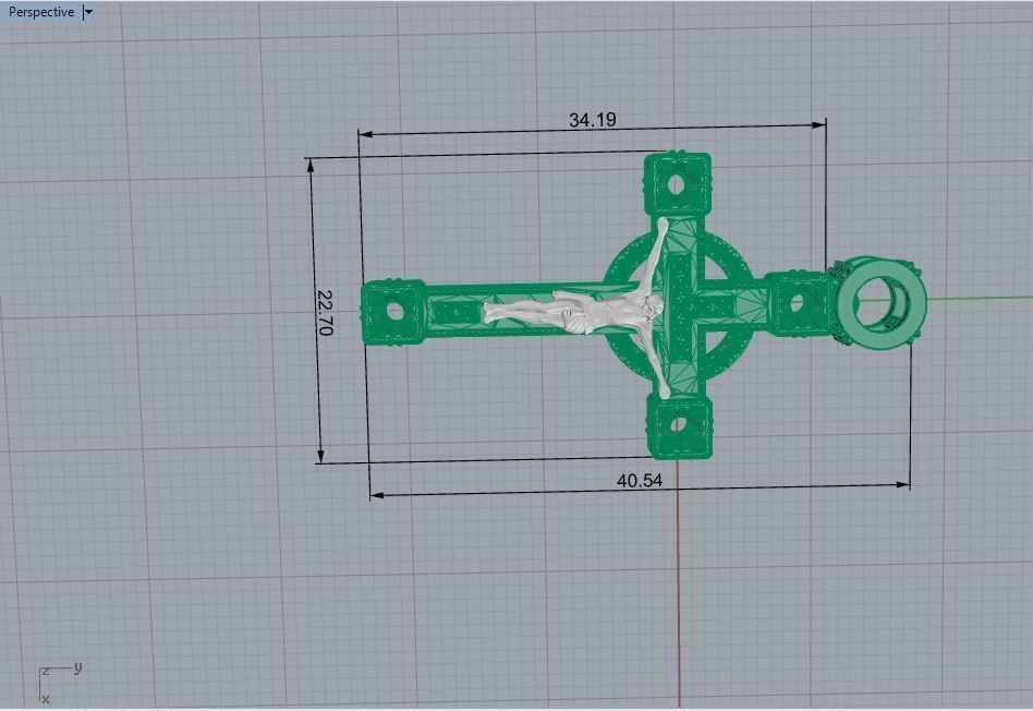 Xach christian cross pendant with diamonds 3D print model_7