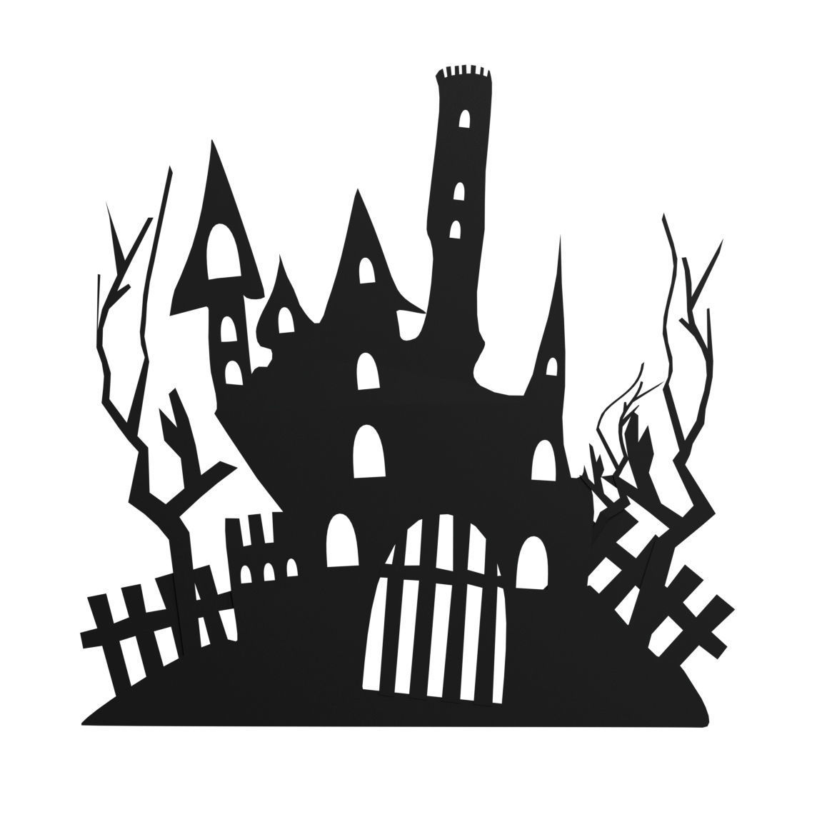 Halloween paper decoration collection 3D model_4