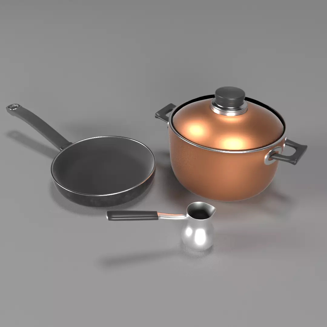 kitchenware copper pot Free 3D model_0