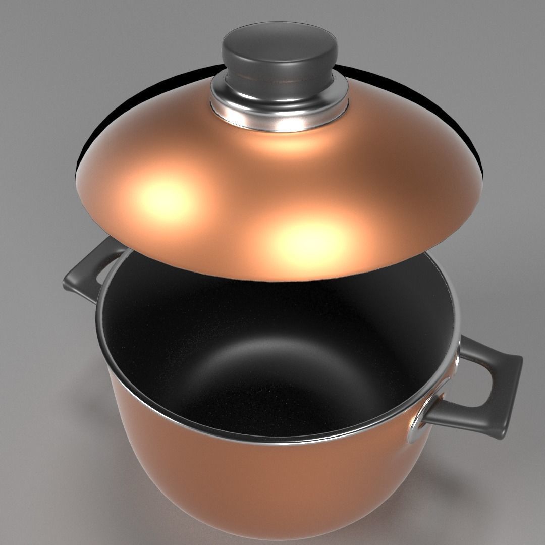 kitchenware copper pot Free 3D model_2