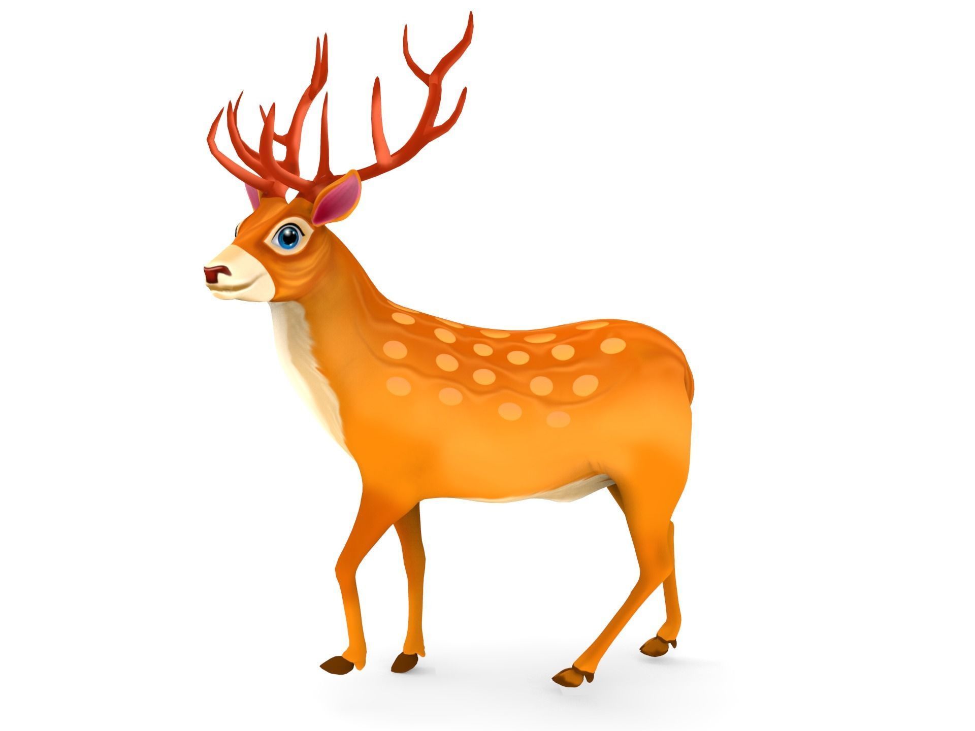 Cartoon Deer  Low-poly 3D model_1