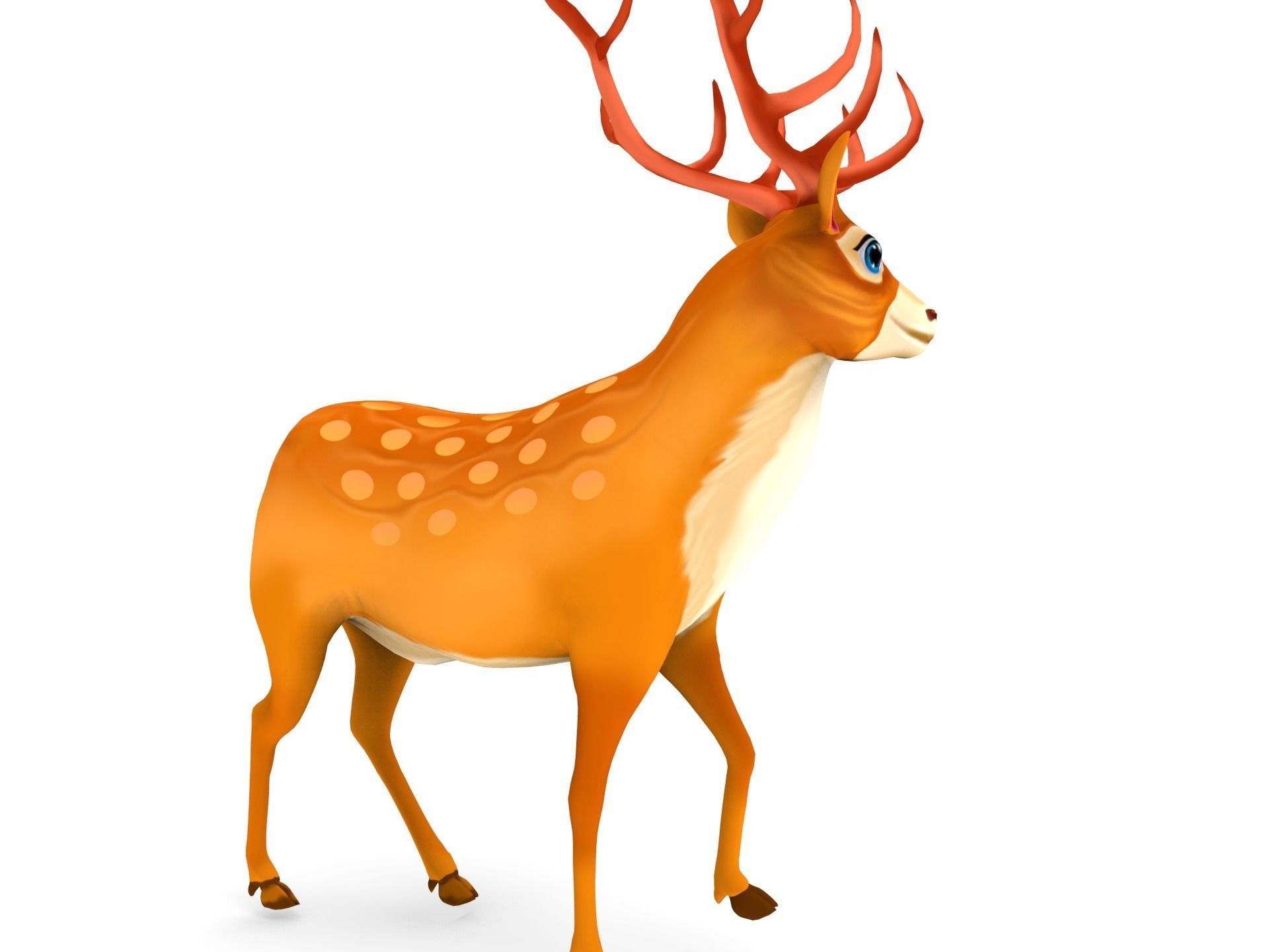 Cartoon Deer  Low-poly 3D model_6