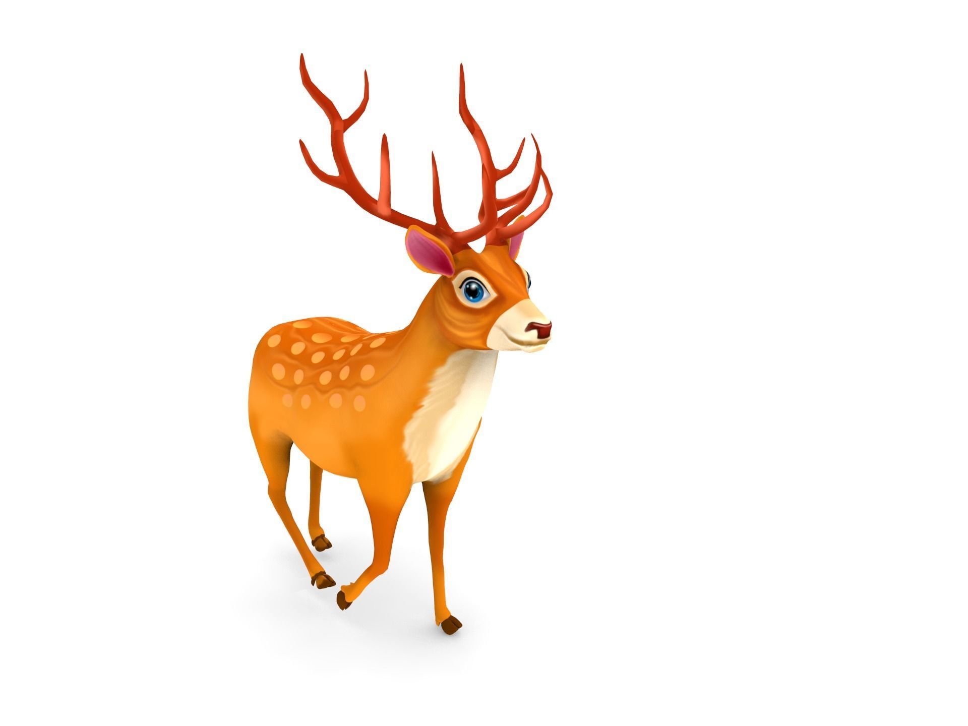Cartoon Deer  Low-poly 3D model_13