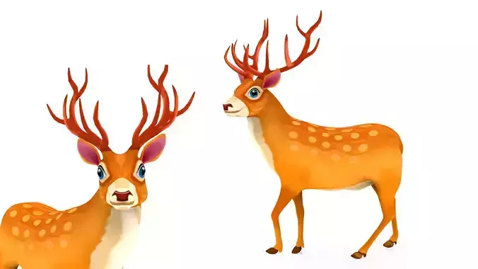 Cartoon Deer  Low-poly 3D model