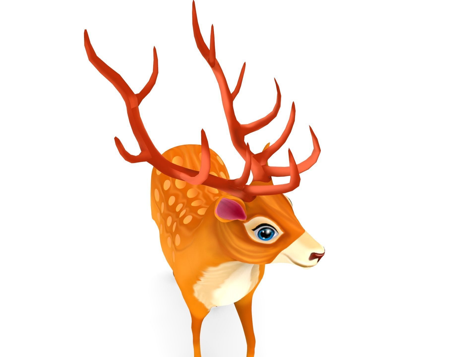 Cartoon Deer  Low-poly 3D model_7