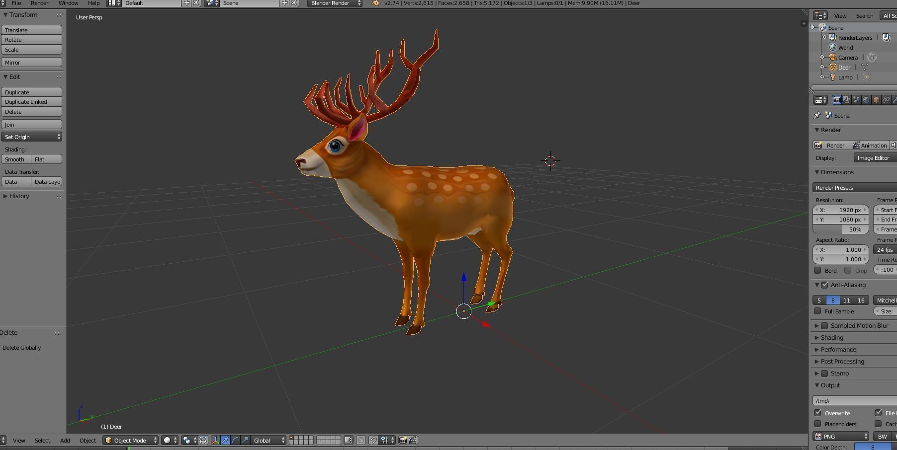 Cartoon Deer  Low-poly 3D model_21