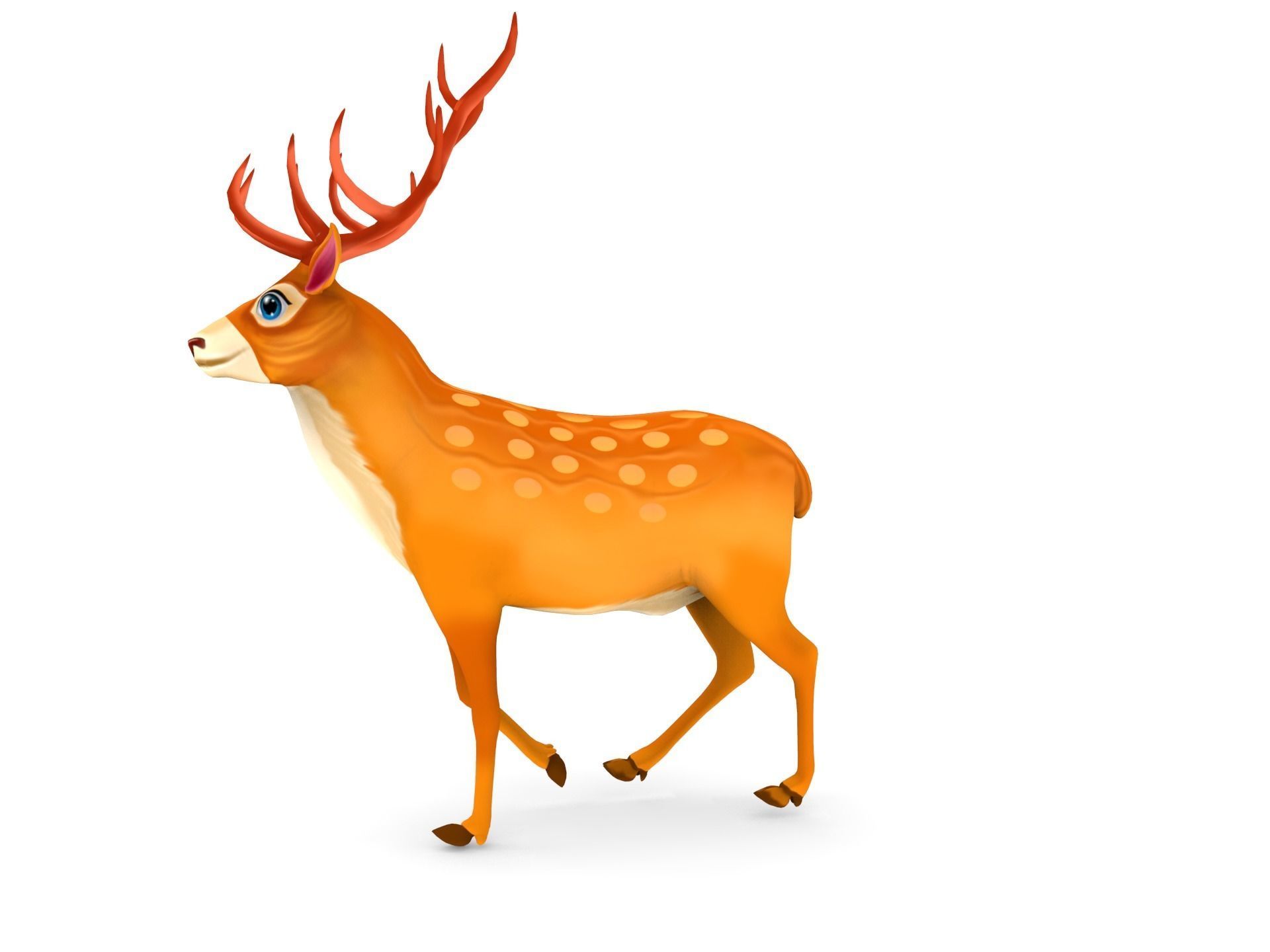 Cartoon Deer  Low-poly 3D model_12
