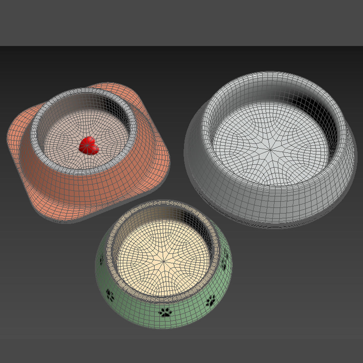 feeder three pet bowls 3D model_4