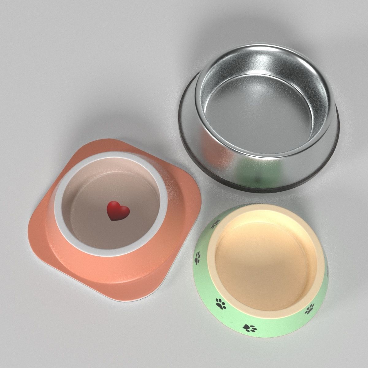 feeder three pet bowls 3D model_1