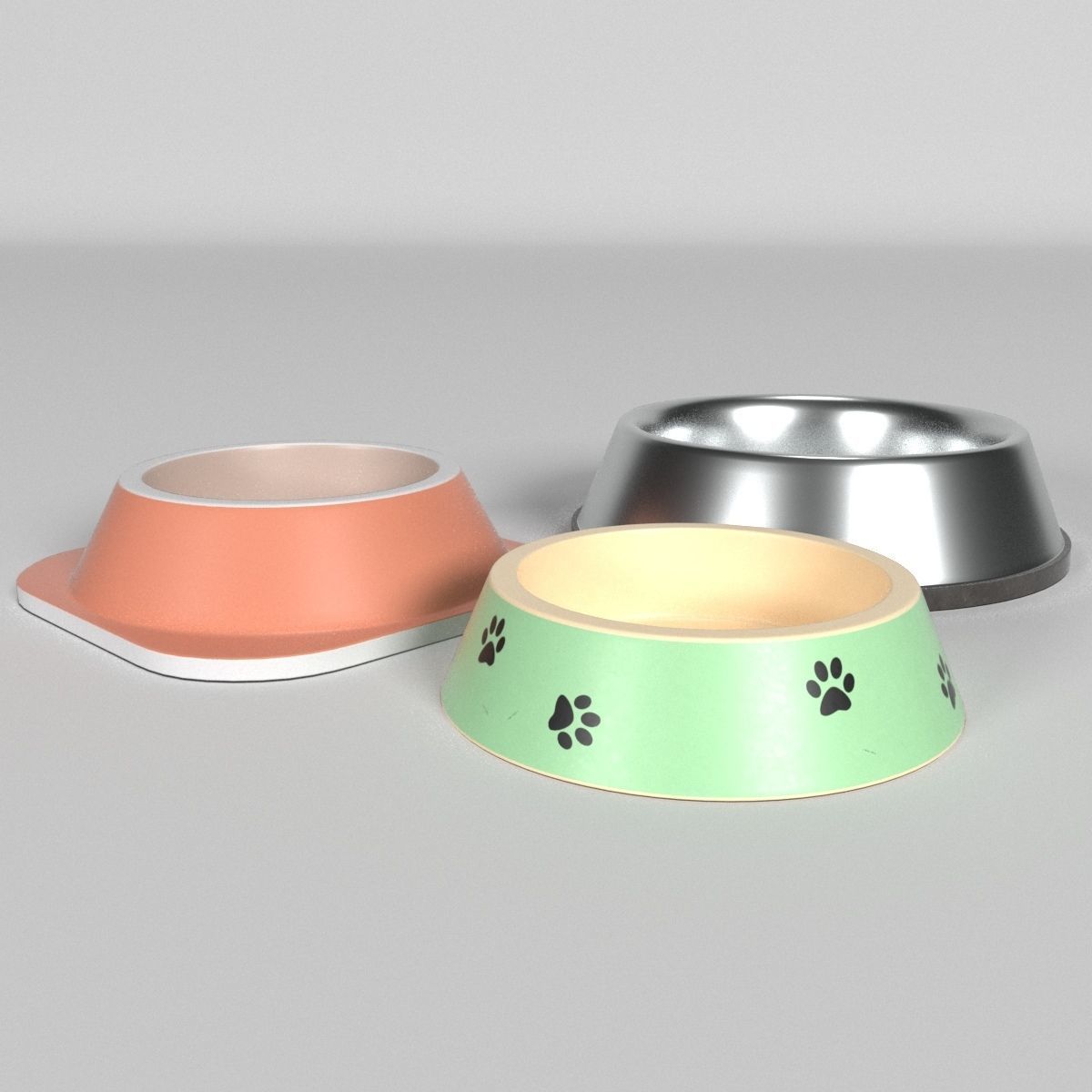 feeder three pet bowls 3D model_2