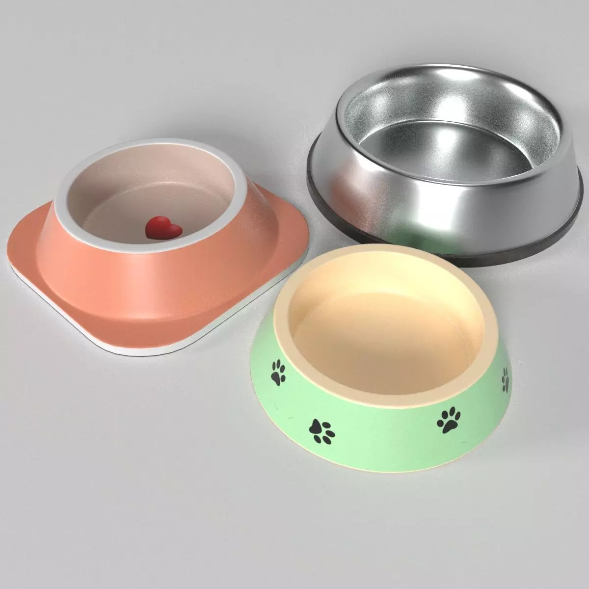 feeder three pet bowls 3D model_0