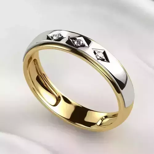 Combined Gold Three Gems Ring
