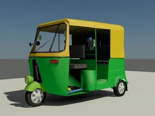 Indian Auto Rickshaw Low-poly 3D model
