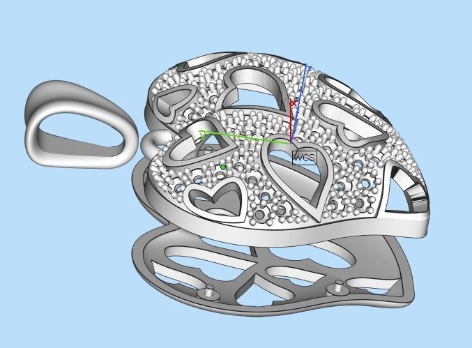 Stylish pendant Heart love with diamonds 528 3D print model_15