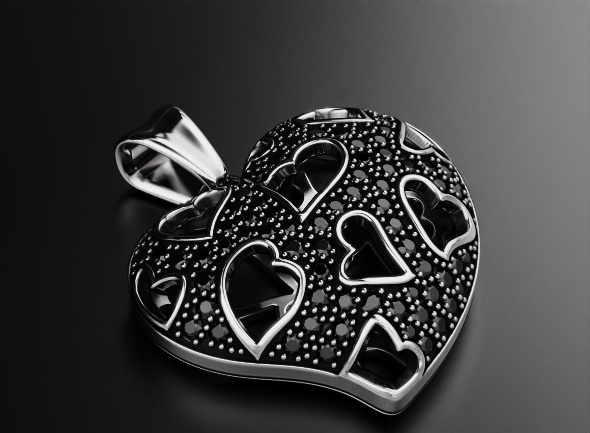 Stylish pendant Heart love with diamonds 528 3D print model_1