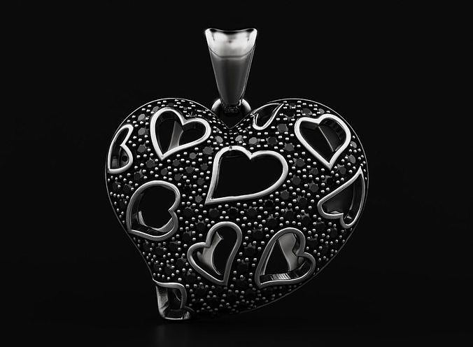 Stylish pendant Heart love with diamonds 528 3D print model