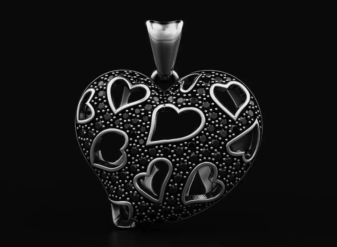Stylish pendant Heart love with diamonds 528 3D print model_0