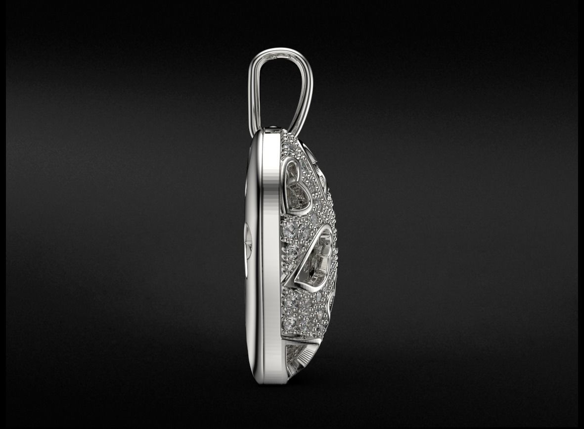 Stylish pendant Heart love with diamonds 528 3D print model_3
