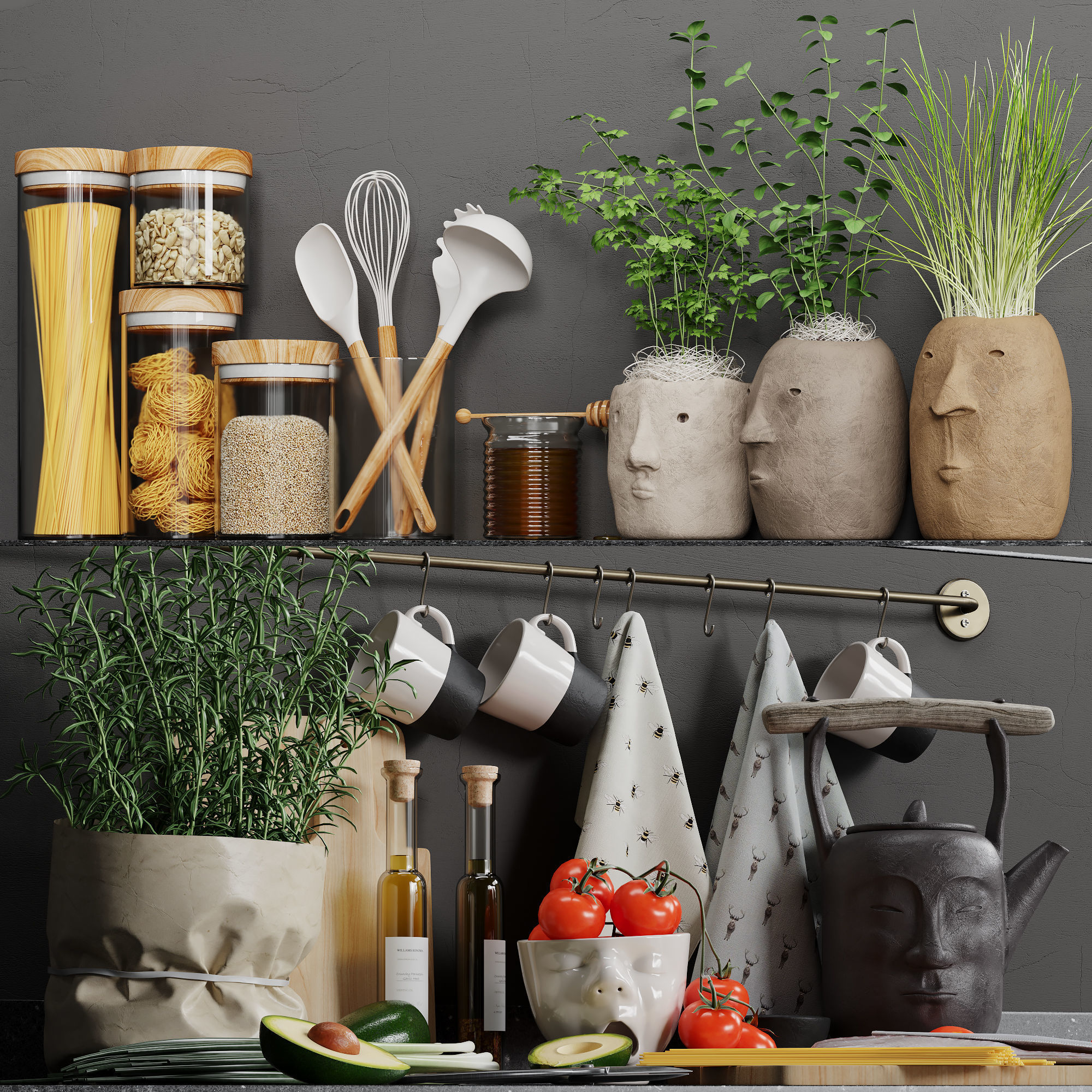 Decorative kitchen set 02 by Systemh11 Low-poly 3D model_3