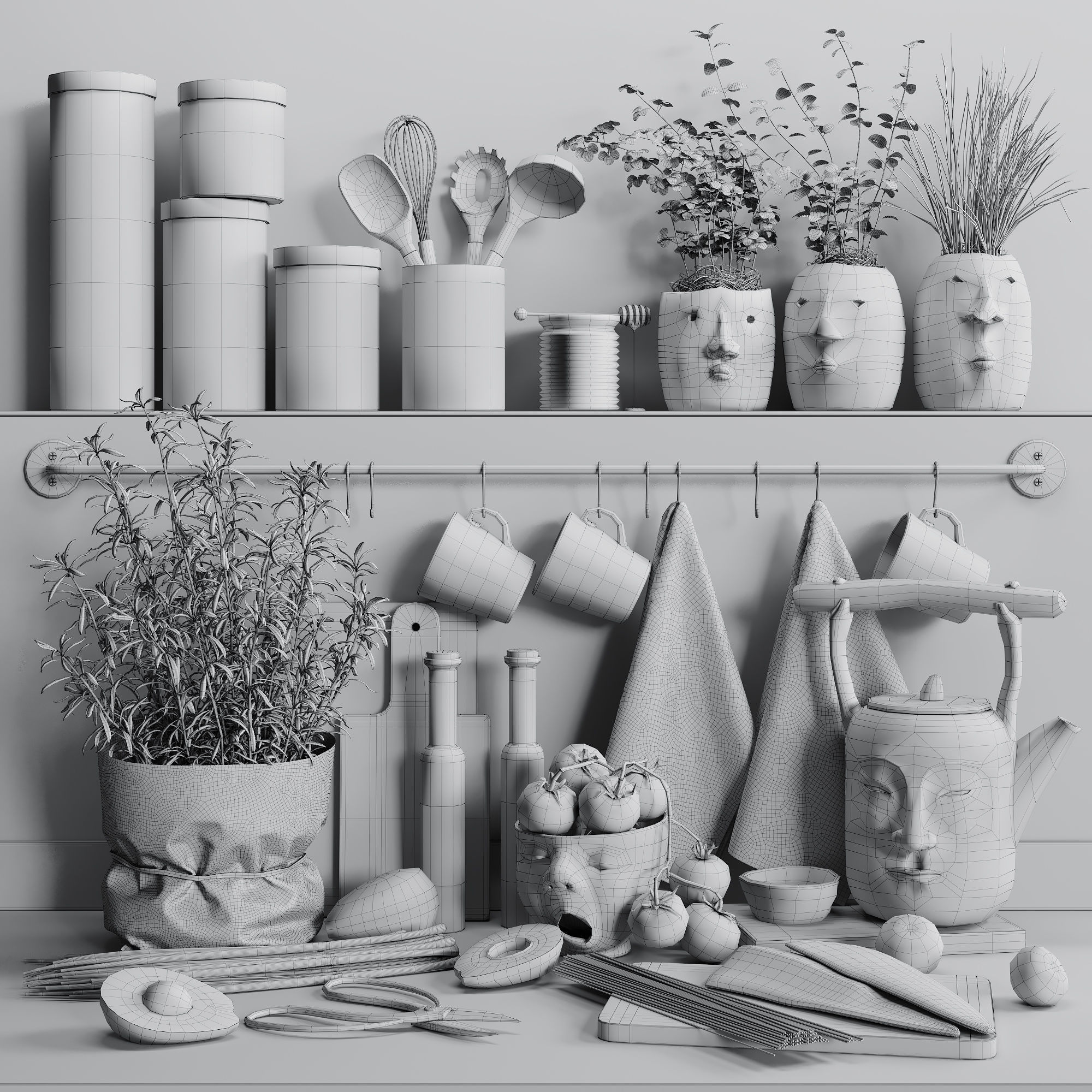 Decorative kitchen set 02 by Systemh11 Low-poly 3D model_6