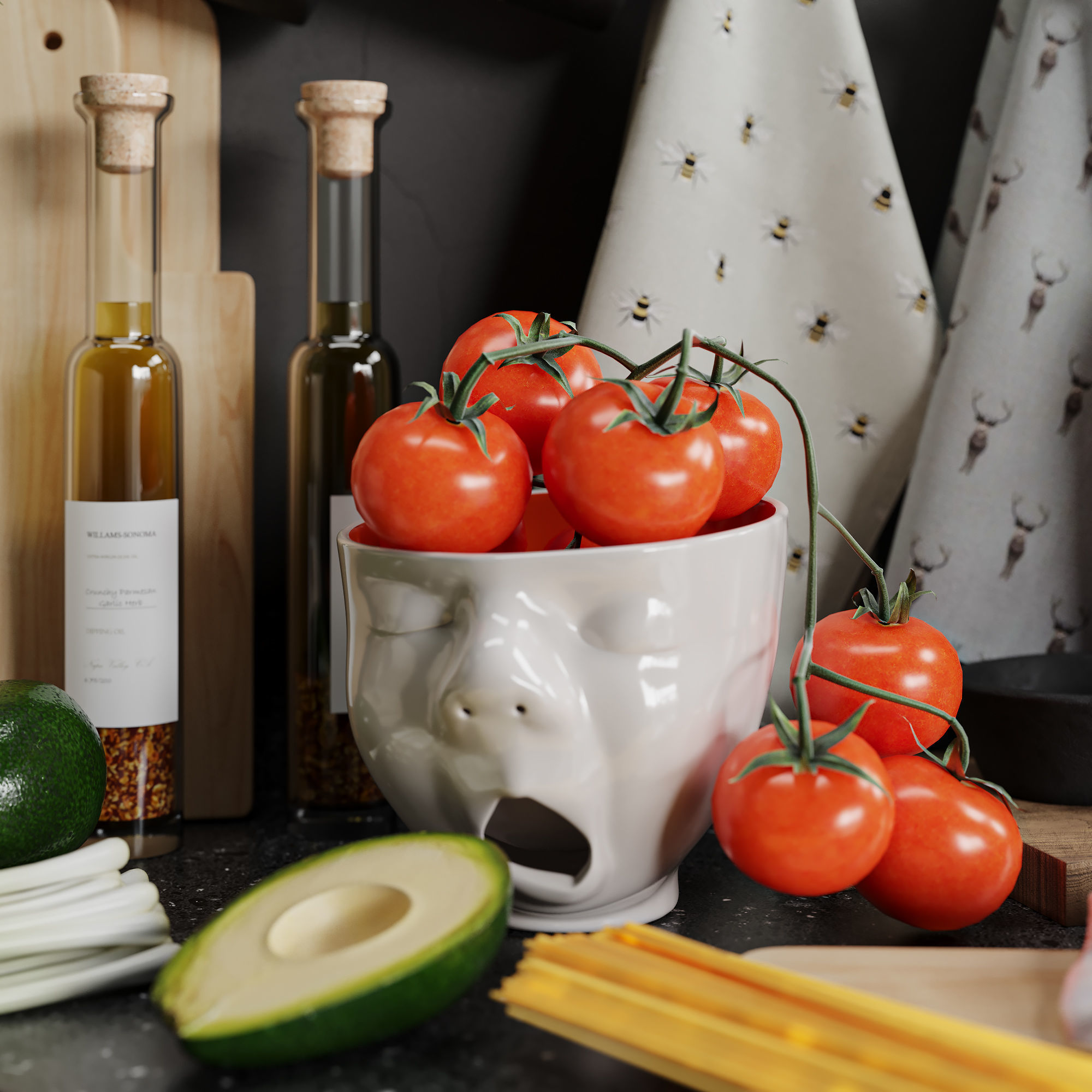 Decorative kitchen set 02 by Systemh11 Low-poly 3D model_4