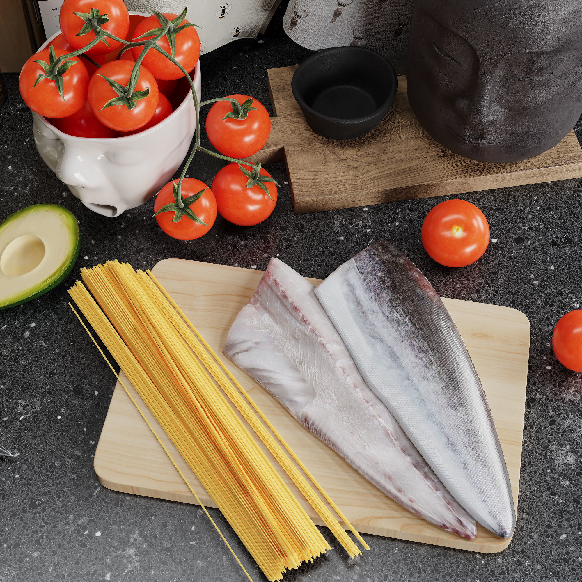 Decorative kitchen set 02 by Systemh11 Low-poly 3D model_1