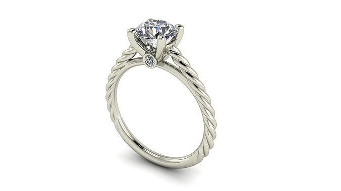 Round Shaped Halo Engagement Ring with diamond  3D print model