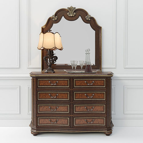 Hooker Furniture Grand Palais Dresser and Mirror 3D model