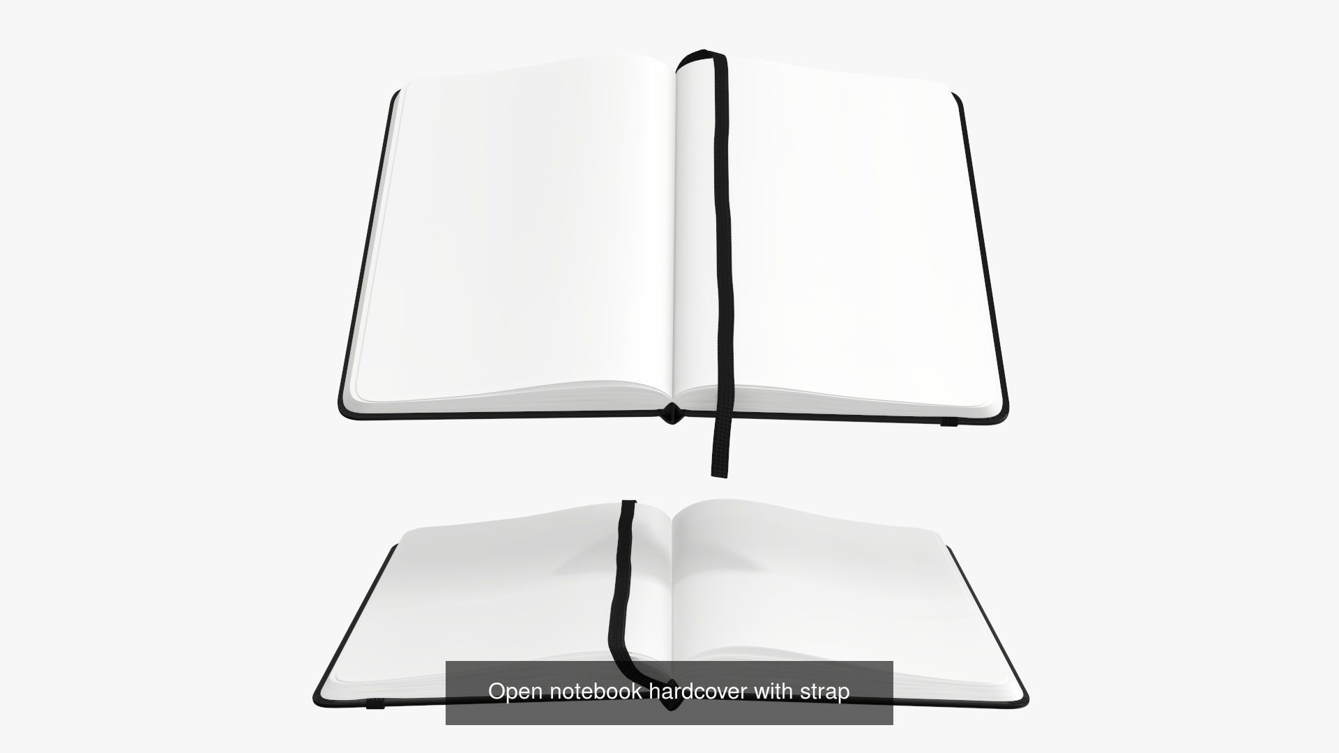 Notebooks hardcover with strap open close 3D Model Collection_3