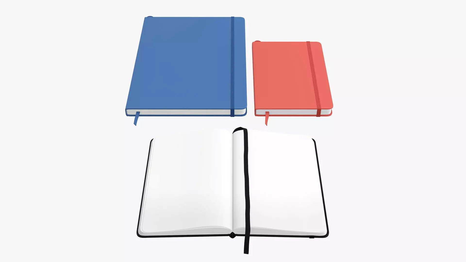 Notebooks hardcover with strap open close 3D Model Collection_0