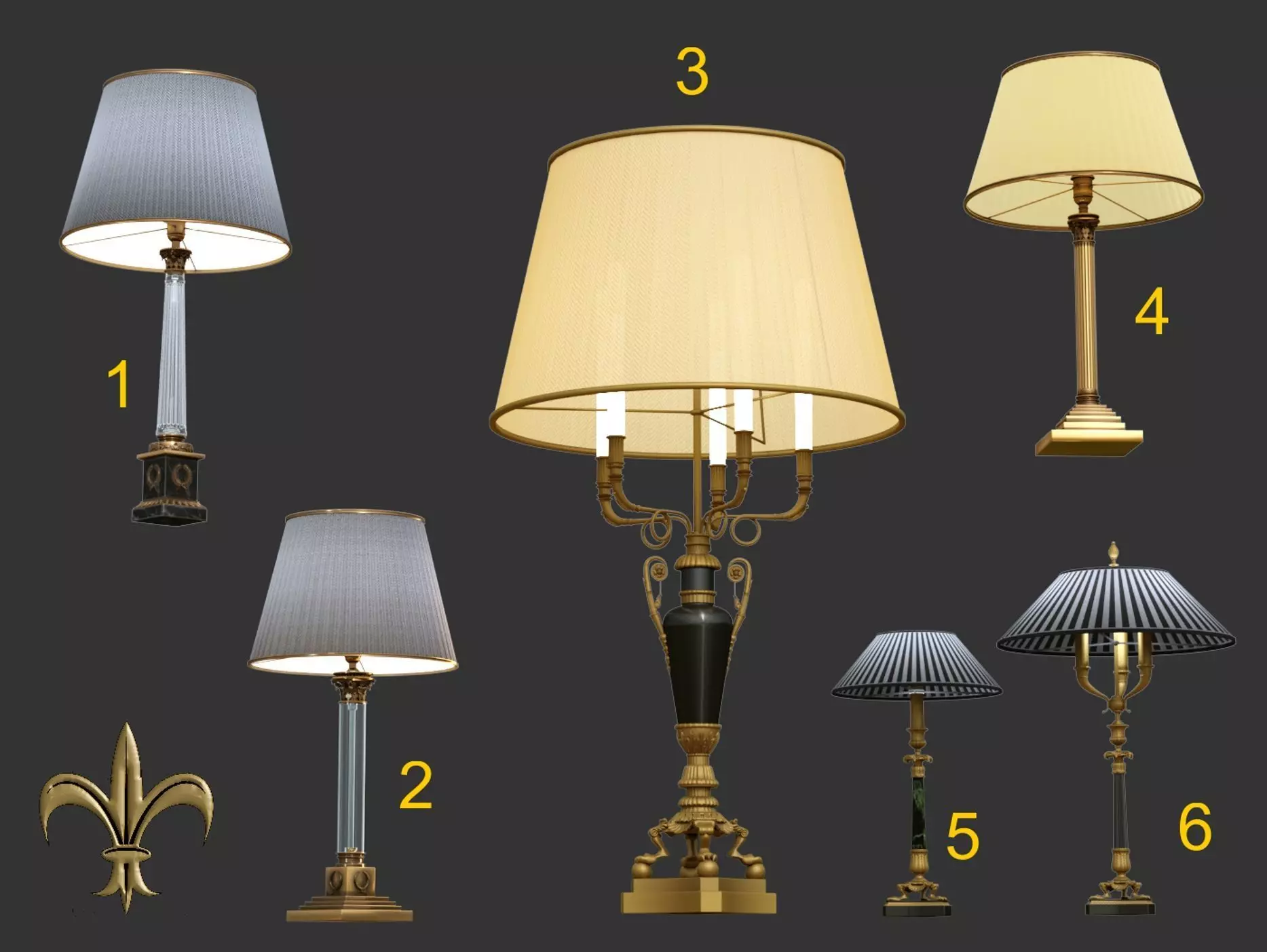 Bronze dArt Lamp set 3D model