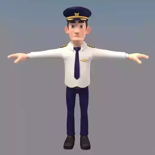 Cartoon Pilot Character 3D model