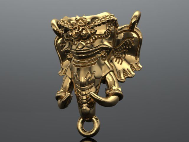 Ganesh Elephant lucky pendant 3D print model_3