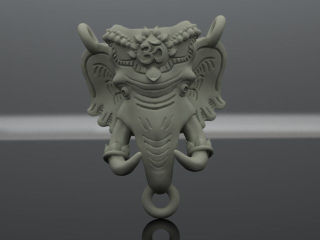 Ganesh Elephant lucky pendant 3D print model_11