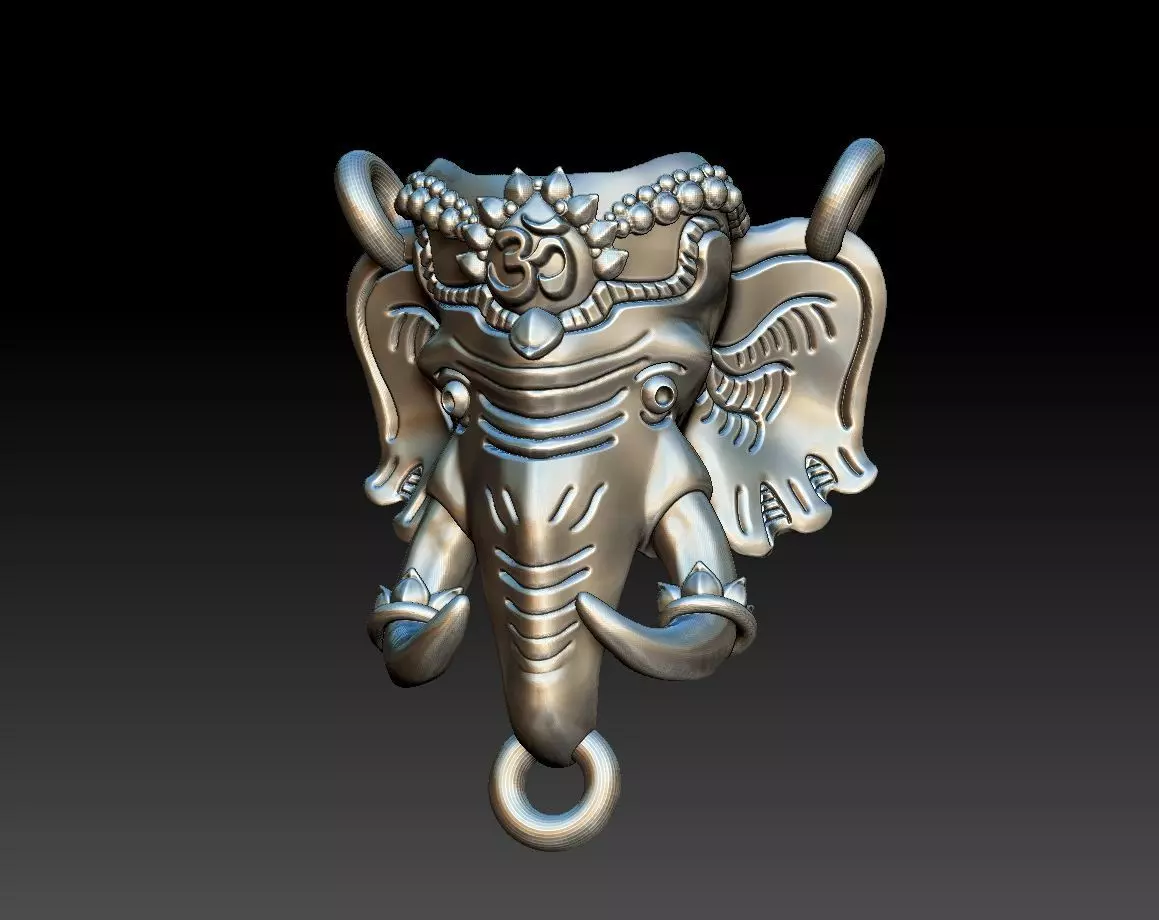 Ganesh Elephant lucky pendant 3D print model_0