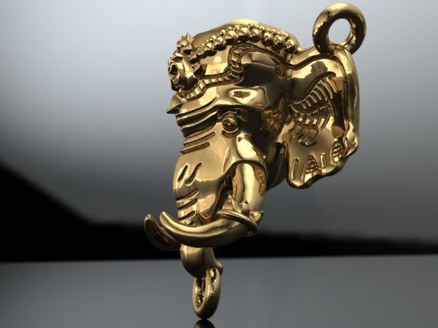 Ganesh Elephant lucky pendant 3D print model_2