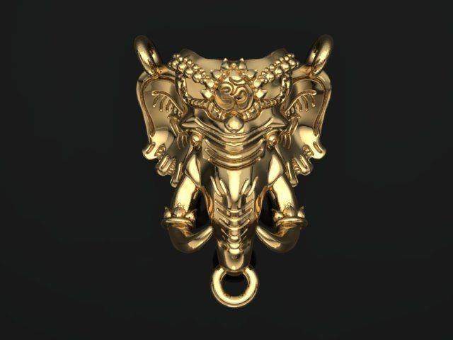 Ganesh Elephant lucky pendant 3D print model_1