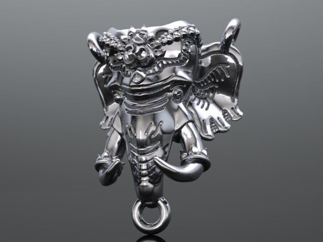 Ganesh Elephant lucky pendant 3D print model_4