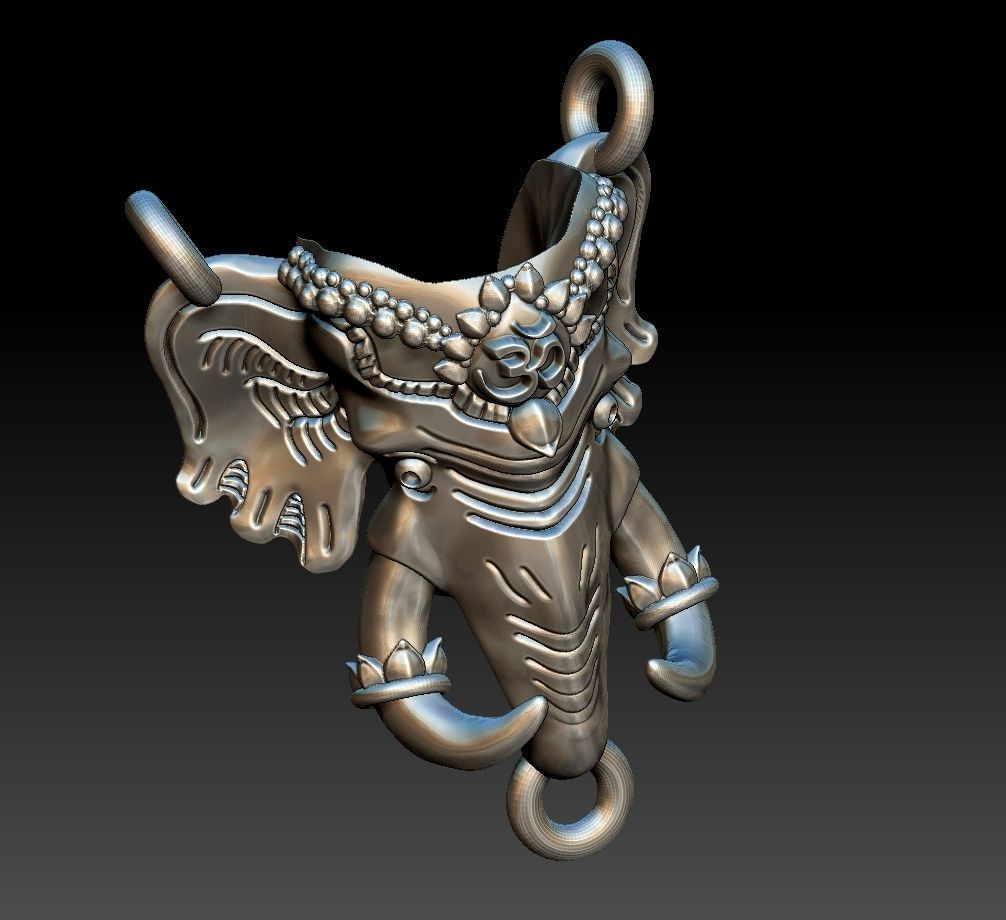 Ganesh Elephant lucky pendant 3D print model_9