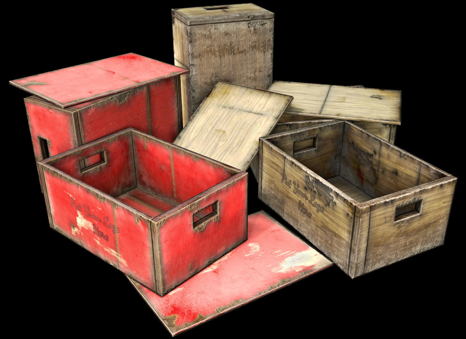 vintage beer crate - PBR Low-poly 3D model_4