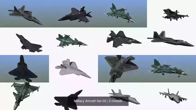 Military Aircraft Set 02 3D Model Collection