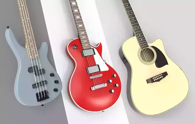 3 Guitars pack 3D model