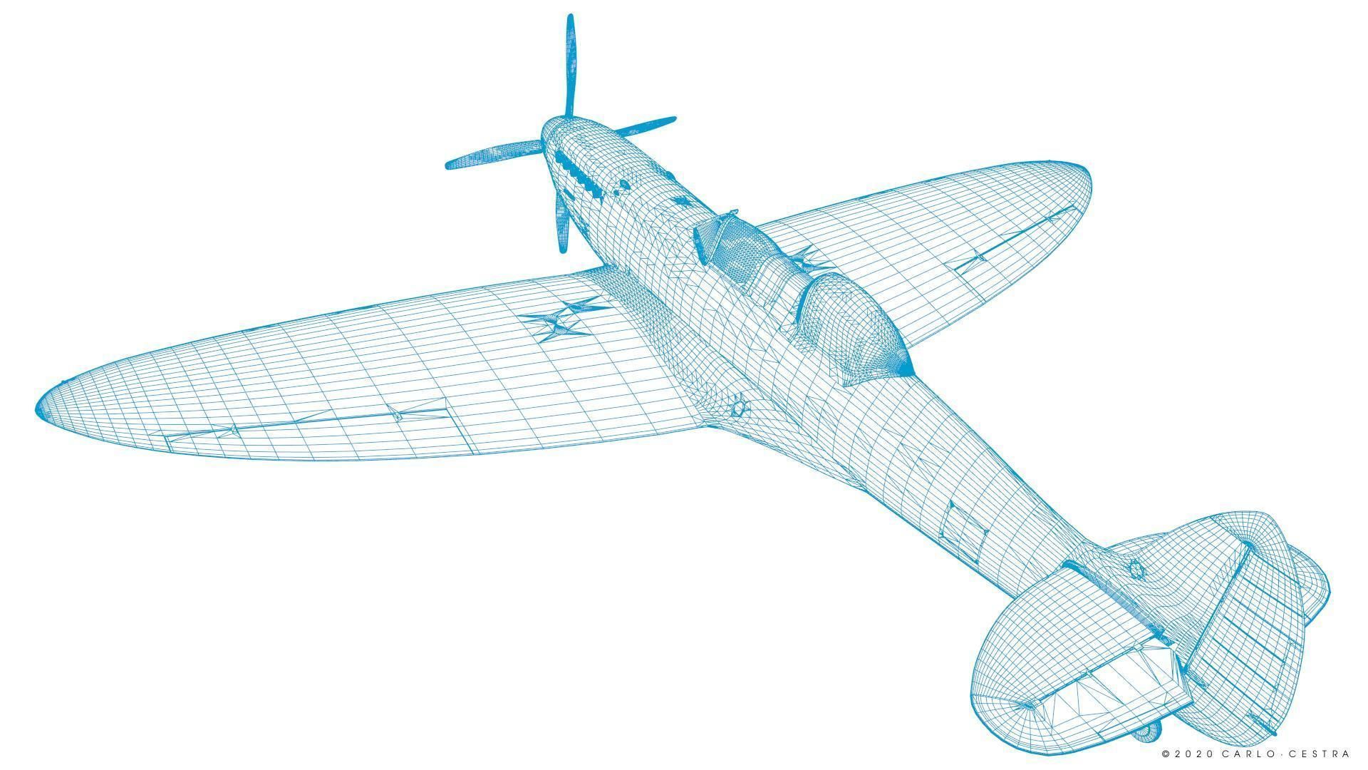 SPITFIRE TR MK9 - Rigged Low-poly 3D model_48