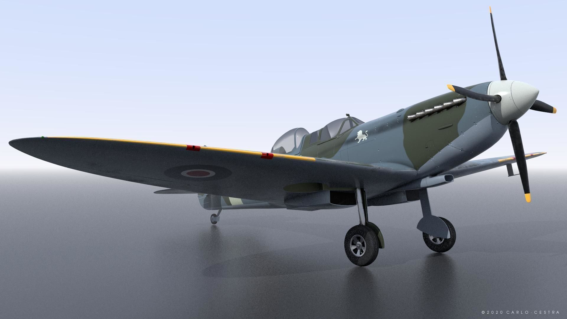 SPITFIRE TR MK9 - Rigged Low-poly 3D model_3